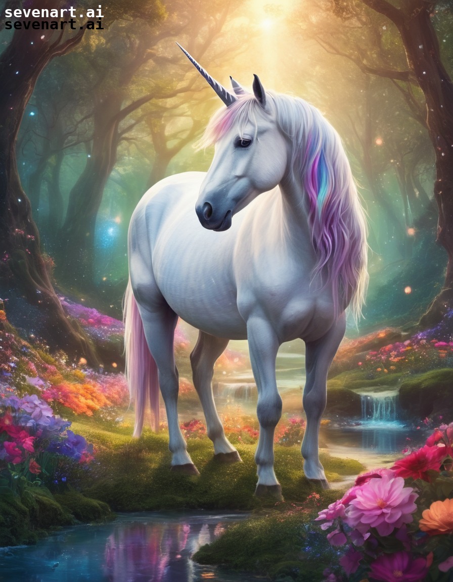 unicorn, magical, forest, nature, fantasy