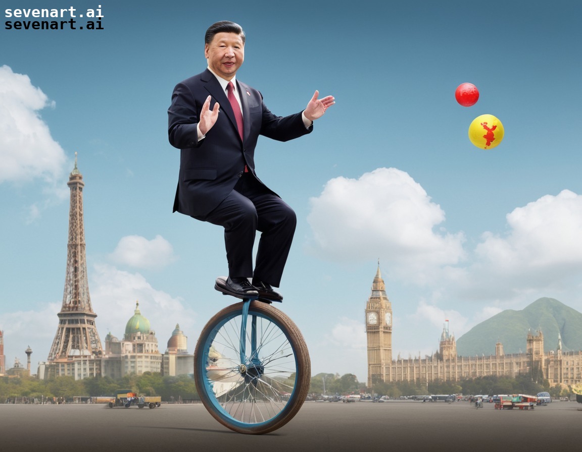 xi jinping, unicycle, juggling, global politics, leadership, china