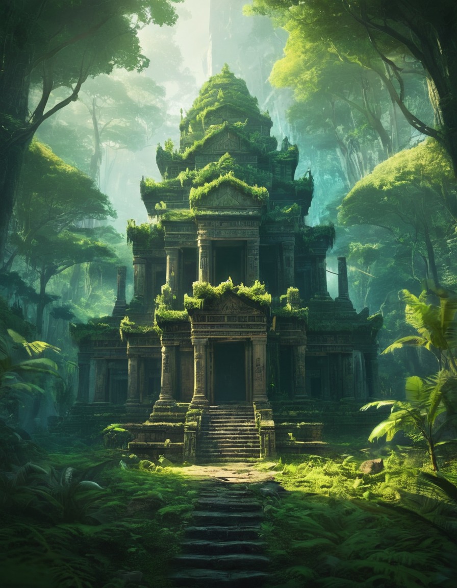 temple, ancient, forest, nature, mystical