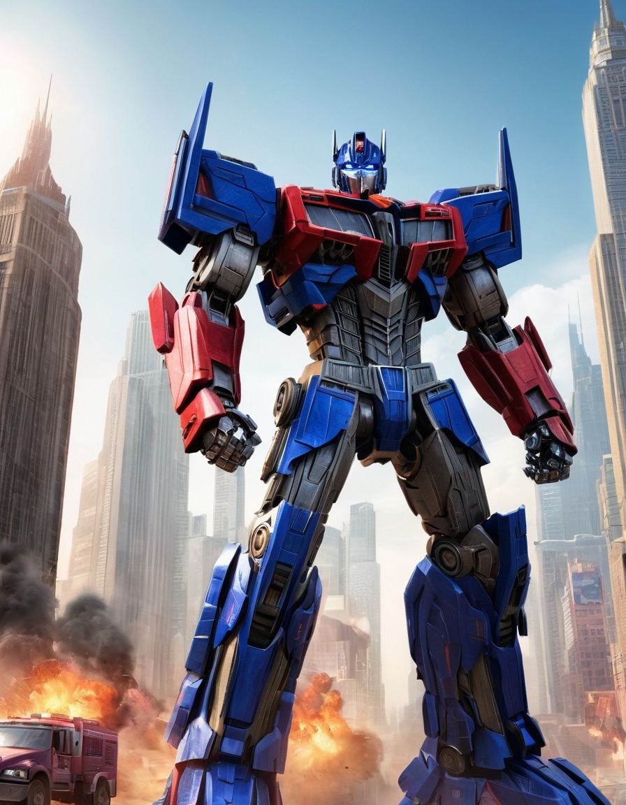 optimus prime, transformers, cityscape, decepticons, battle, robots, games, movies