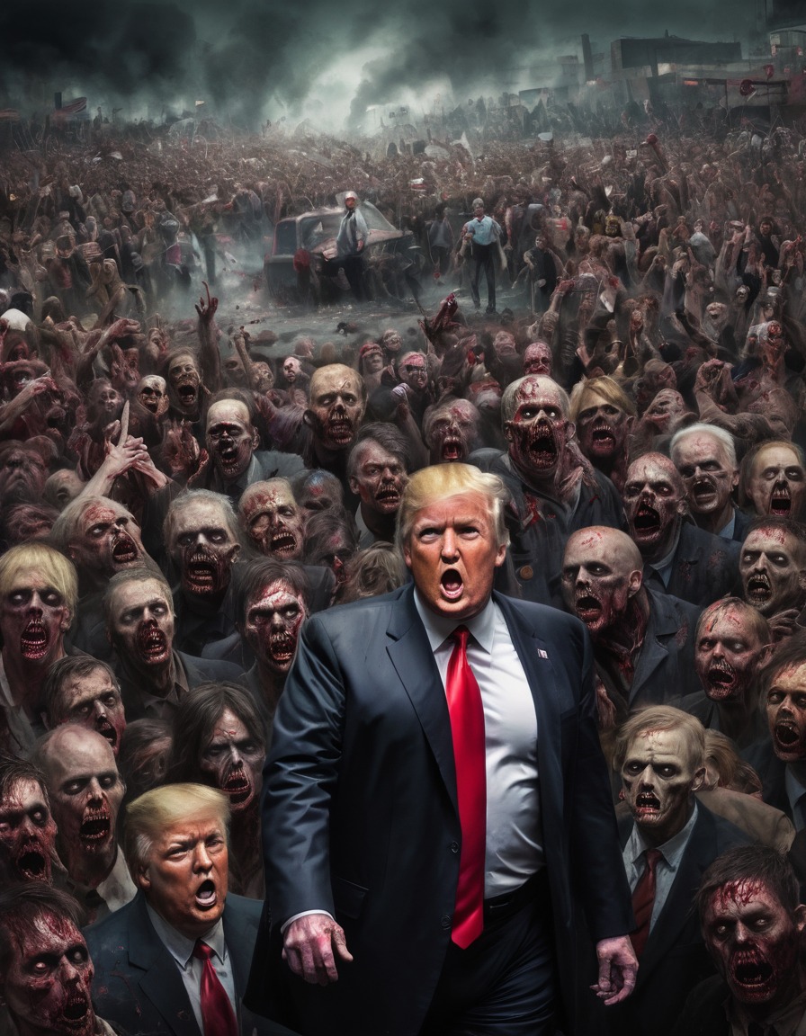 donald trump, zombie, political rally, horror, crowd, halloween, politics