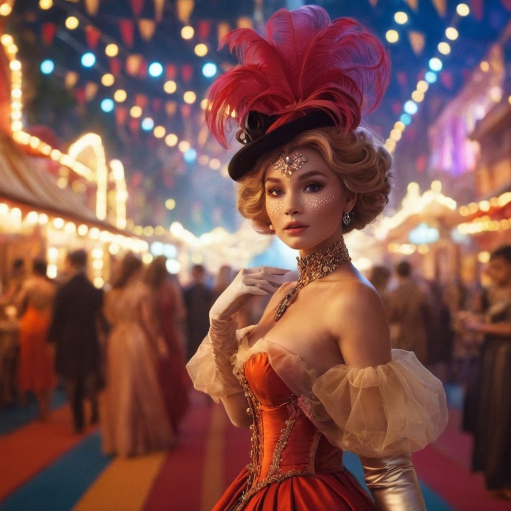 digitalart, drama, photography, beauty, fantasyart, dress, vintage, fanart, portrait, circus, bing_image_creator