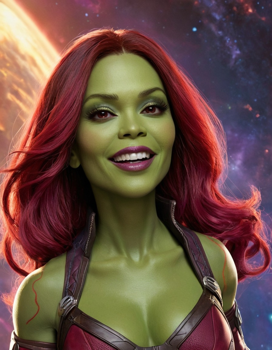 fun, gamora (guardians of the galaxy), caricature, marvel, humor