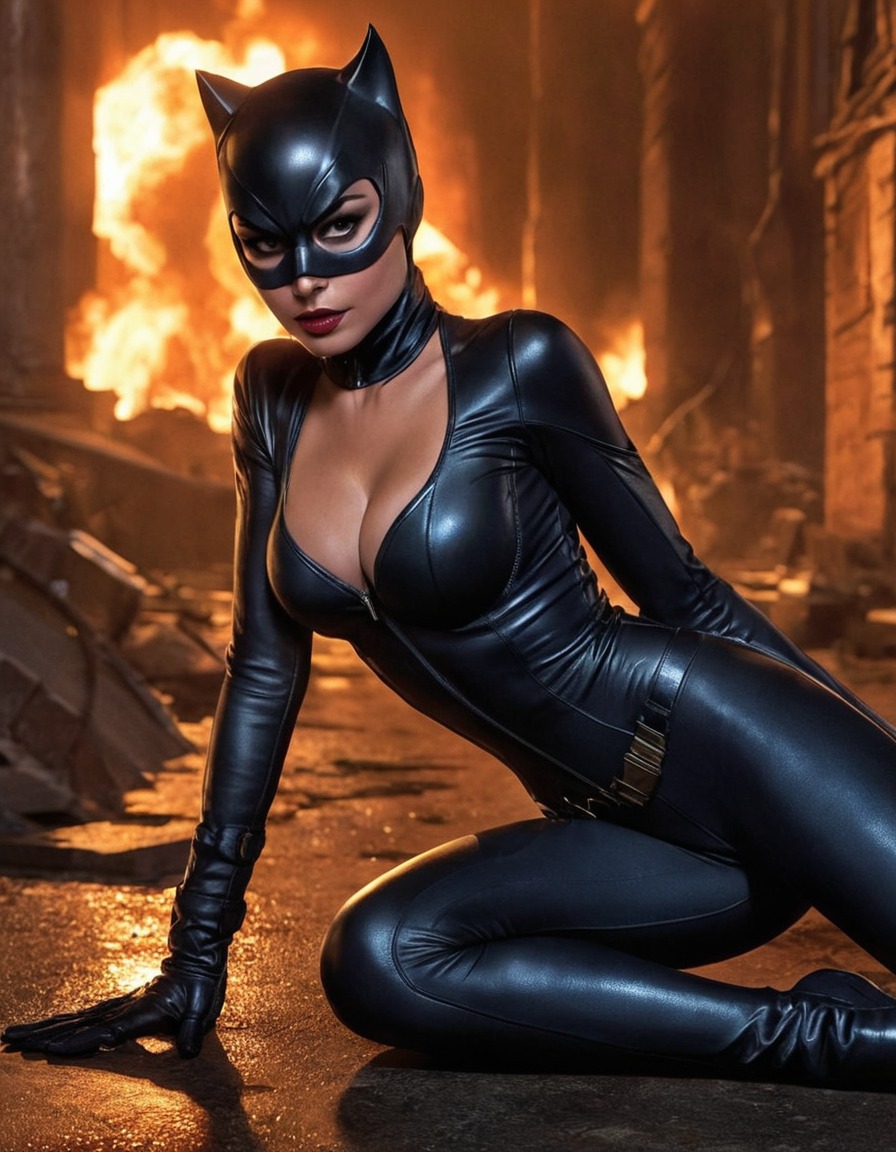 superhero, catwoman, dc comics, villain, defeat, showdown