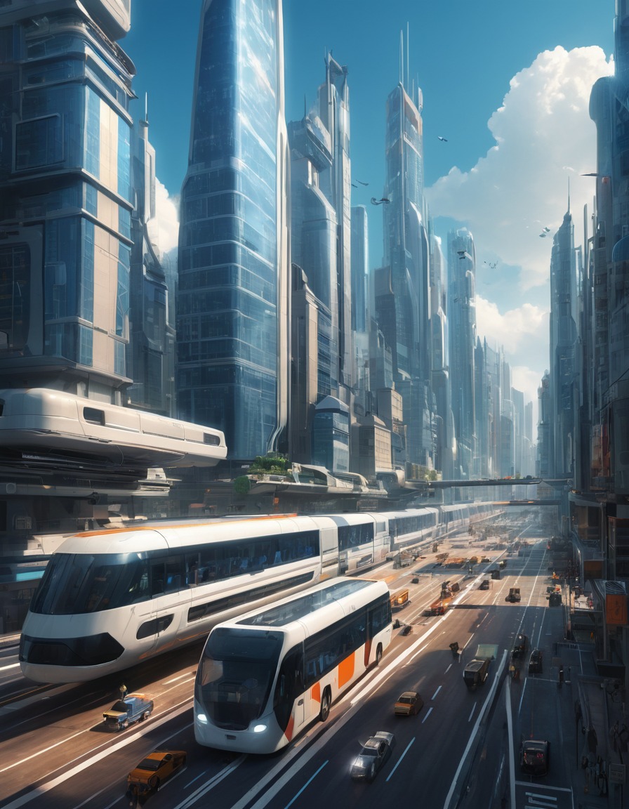 futuristic, cityscape, high-tech, skyscrapers, transportation, technology