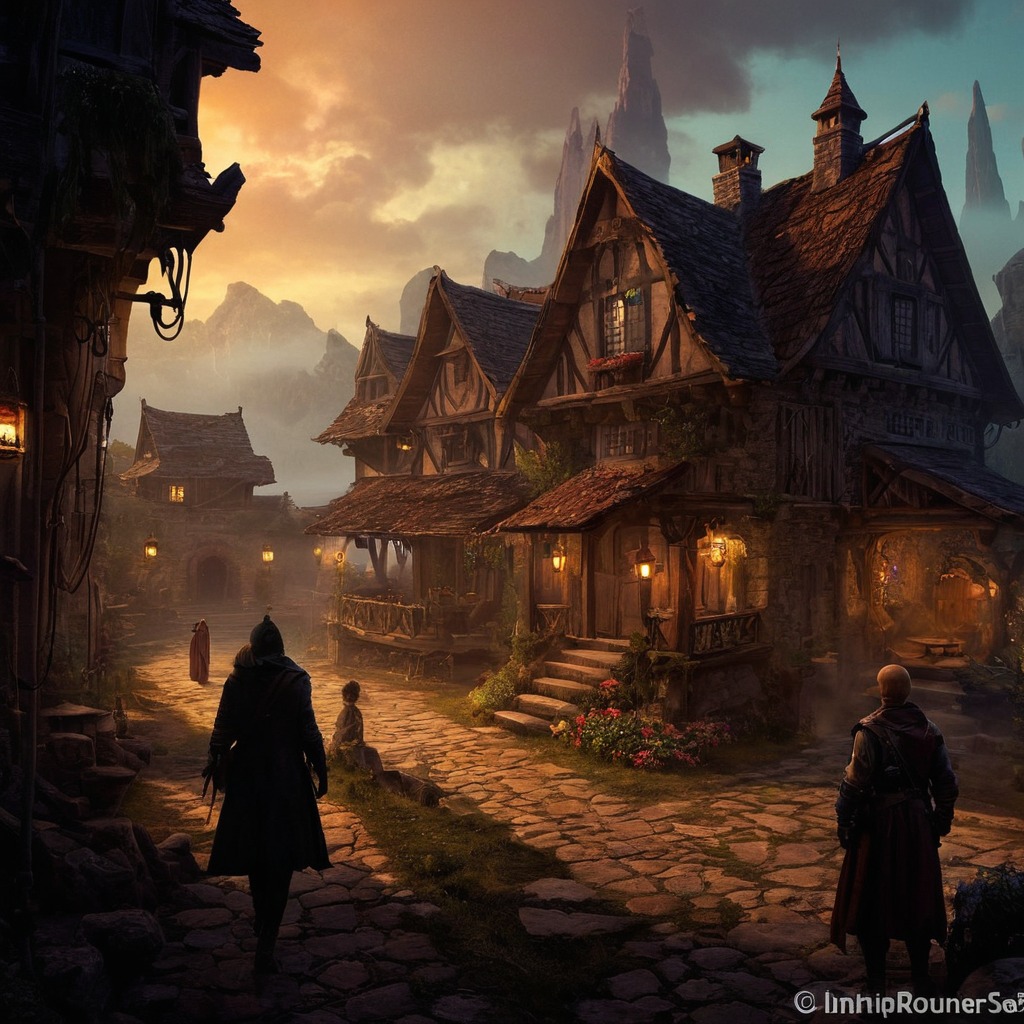 digitalart, medieval, fantasyart, digitalpainting, horror, architecture, ghosttown