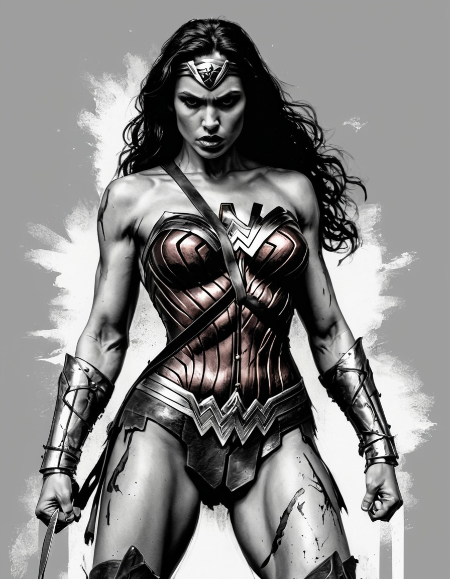 wonder woman, strong, determination, superhero, ripped clothes