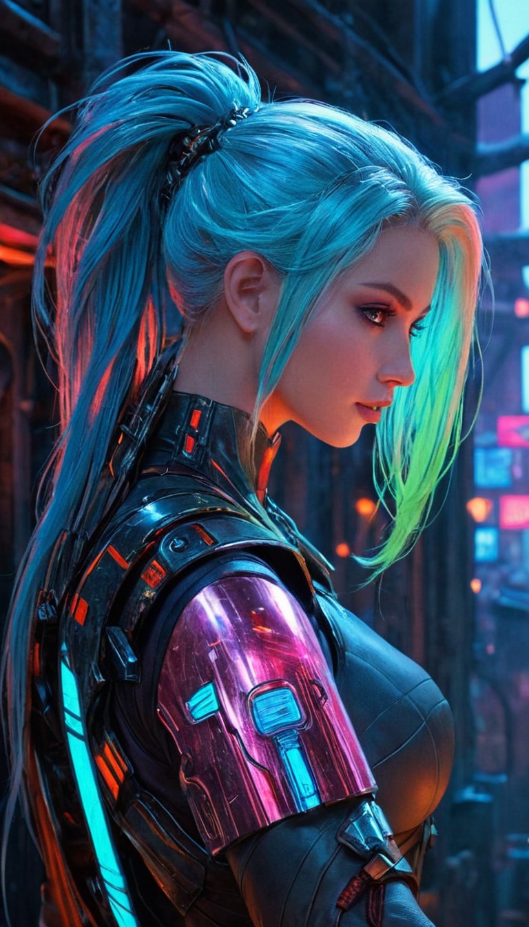 digitalart, portrait, cartoon, pixelart, videogamefanart, scifi, wallpaper, cyberpunk, neon