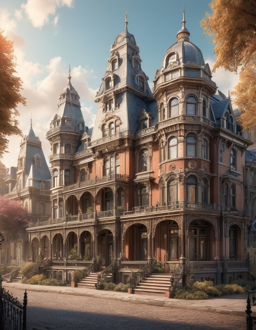 victorian architecture, cityscape, intricate details, architecture