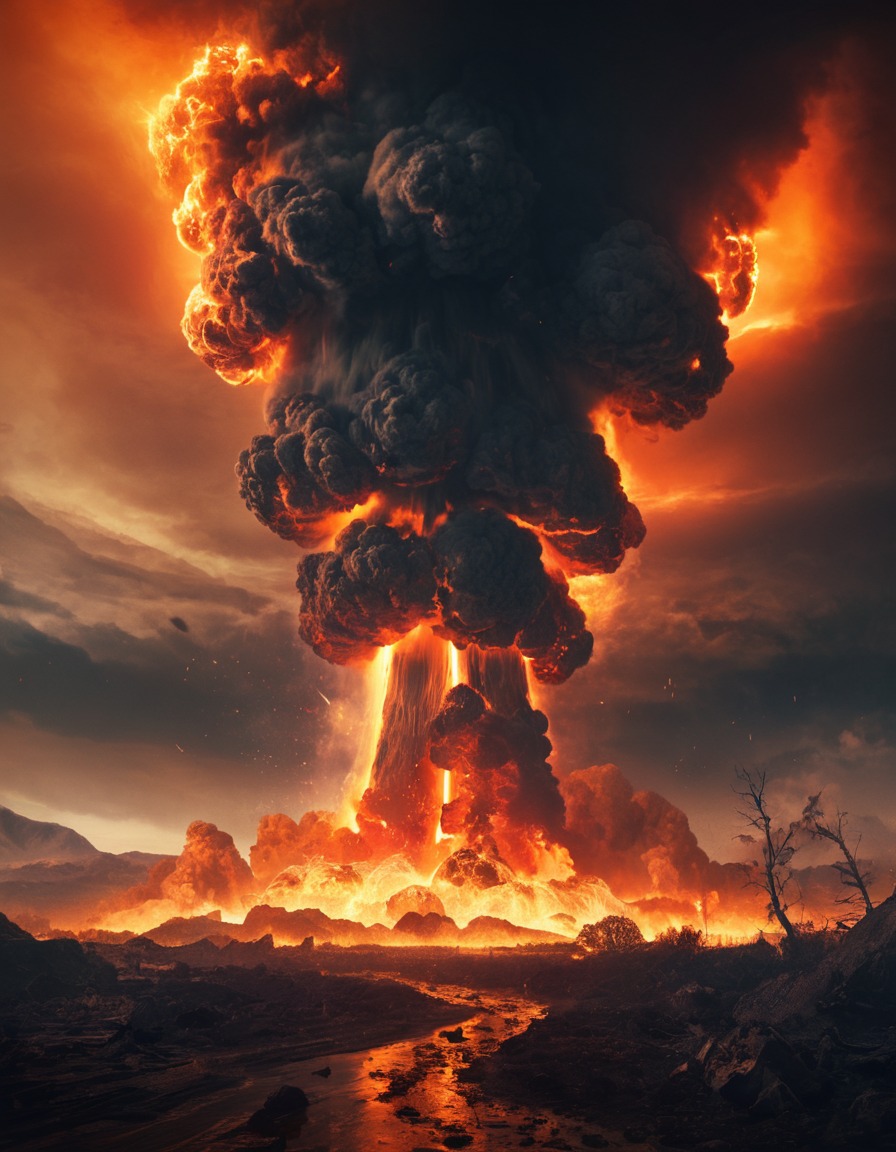 destruction, nuclear apocalypse, inferno, catastrophic event, aftermath, nuclear, weapon, explosion