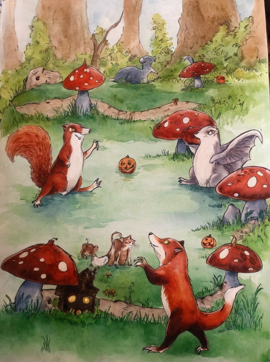 acorn, badger, football, fox, frog, ladybug, mouse, nature, pen, piggy, spider, squirrel, toadstool, traditionalart, watercolour, woodlandcreature, woods, gronwella