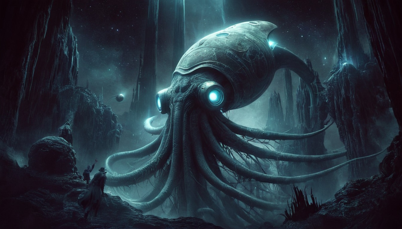 digitalpainting, monster, creature, lovecraft, octopus, digitalart, fanart, characterdesign, fantasyart, surreal, squid