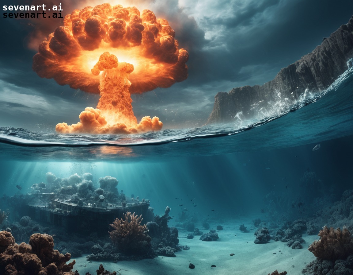 nuclear explosion, underwater, shockwave, destruction, catastrophe, nuclear weapon, atomic bomb