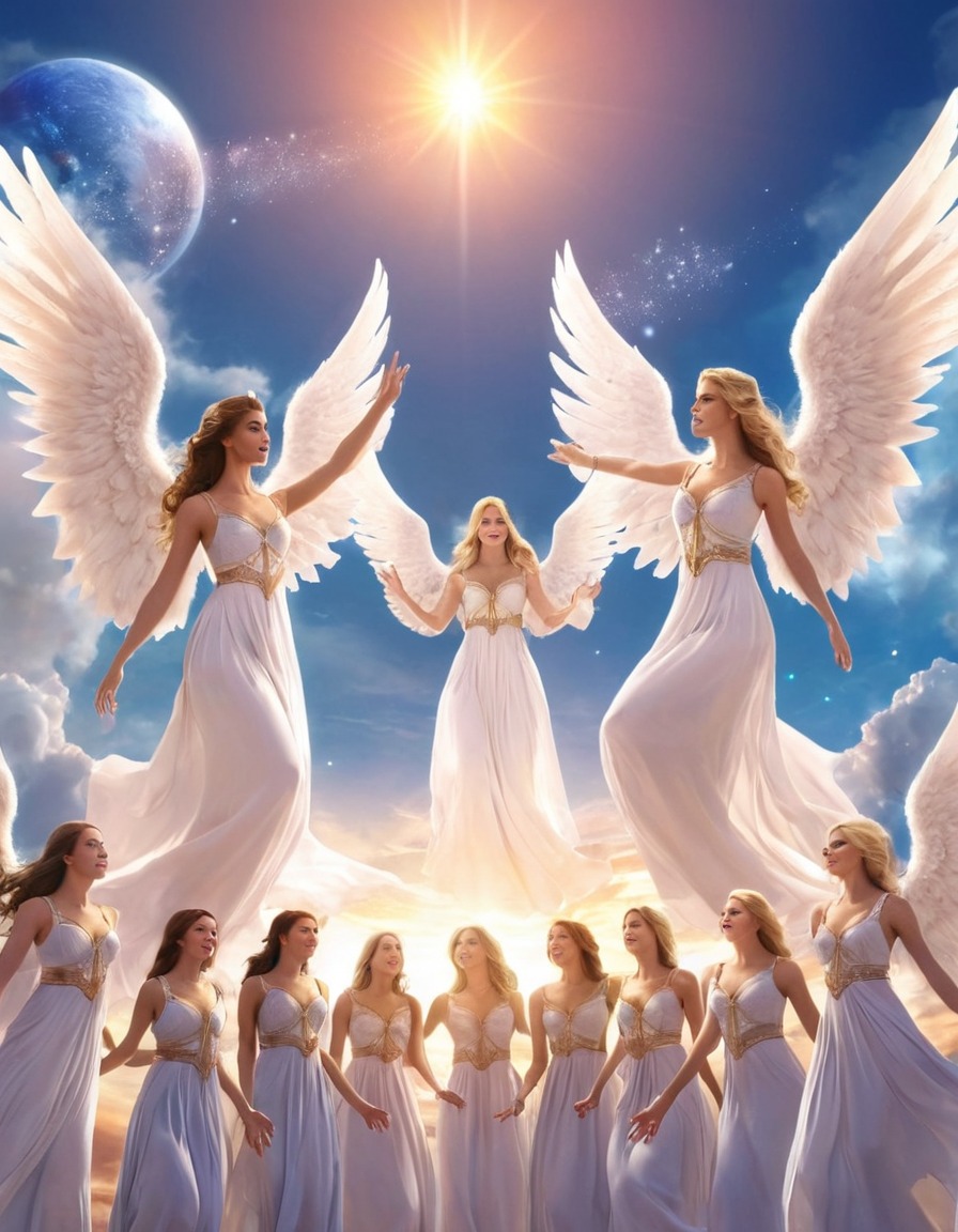 heaven, angels, celestial choir, melodies, music, celestial beings