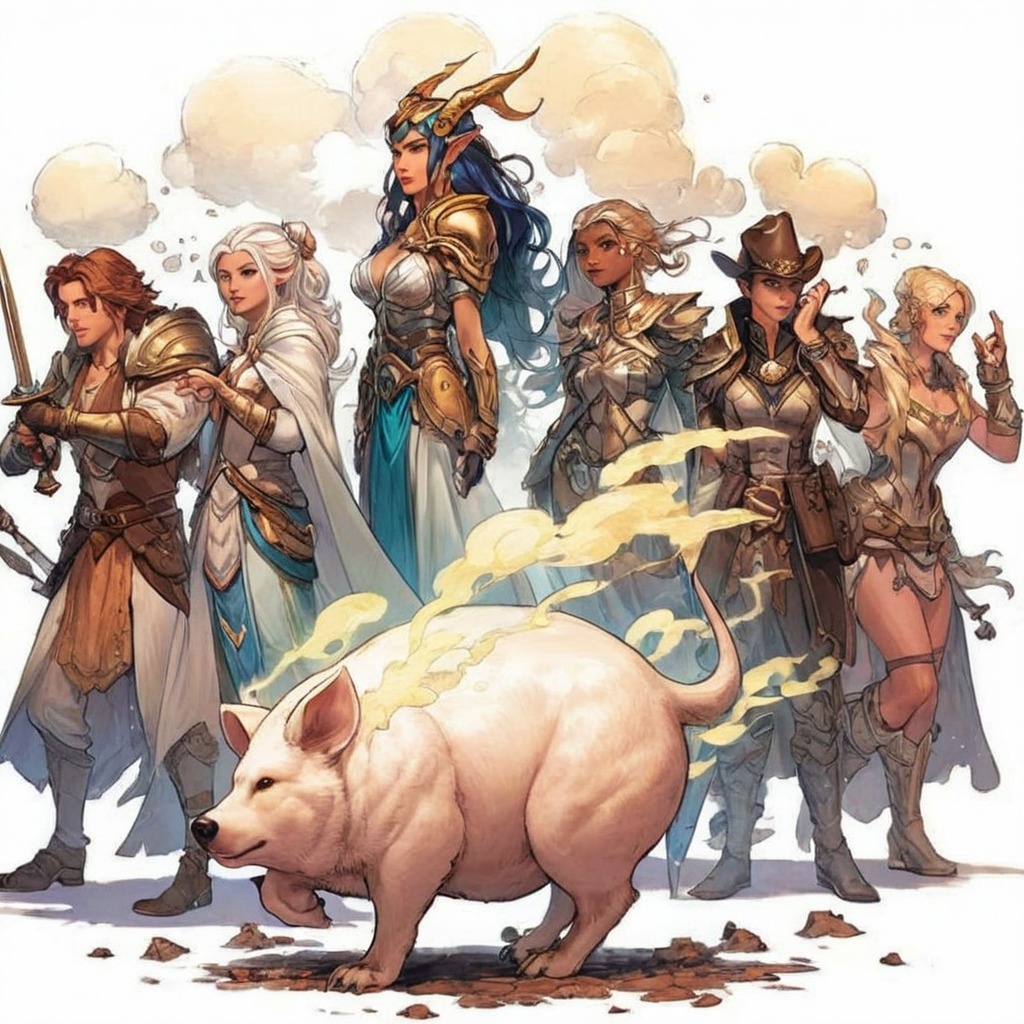 characterdesign, magic, dnd, rpg, digitalart, warrior, fantasycharacter, cartoon, pig, angry, cartooncharacter, description, fanart, fantasyart, horror, piggirl