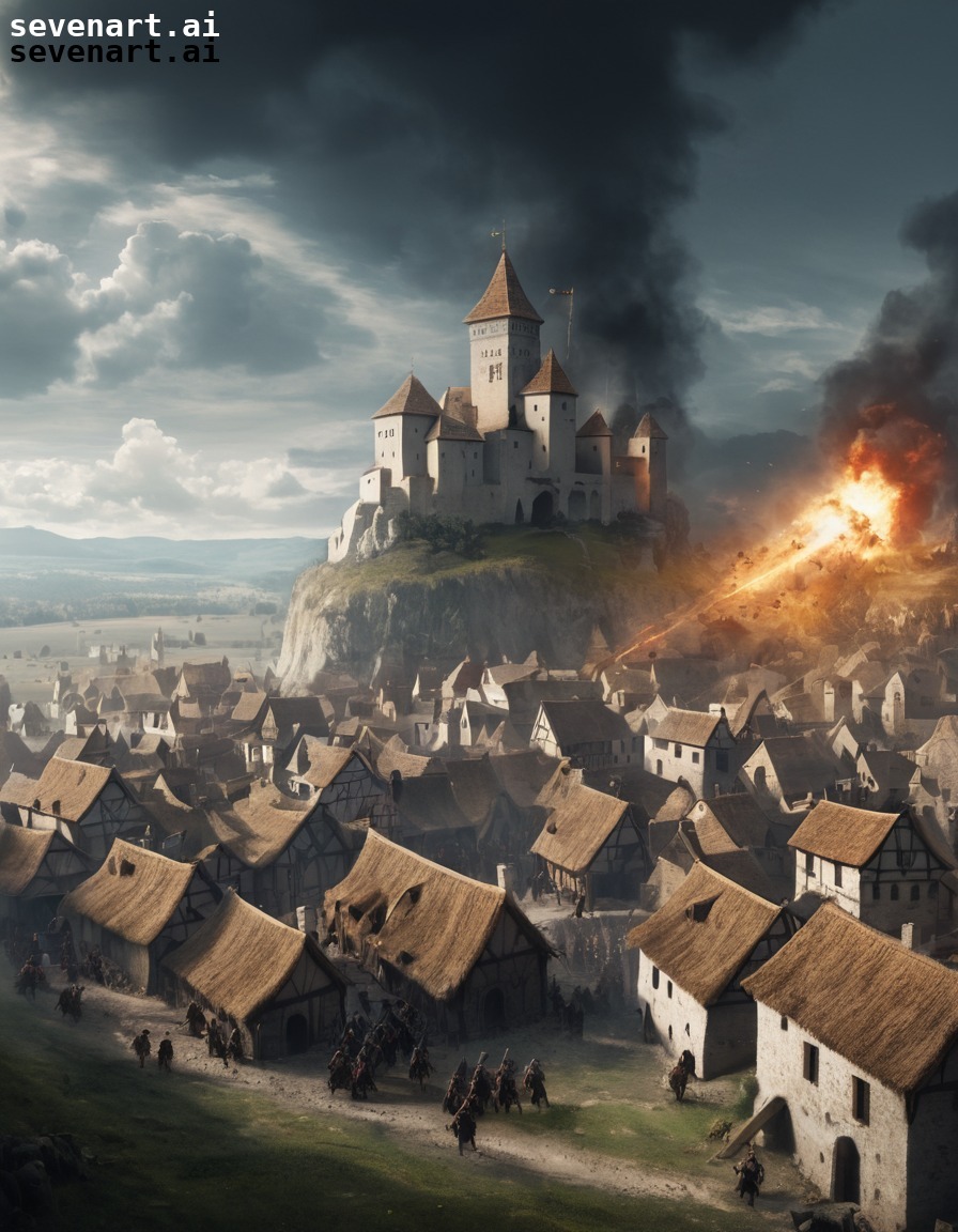 medieval, village, attack, invasion, warfare, middle ages