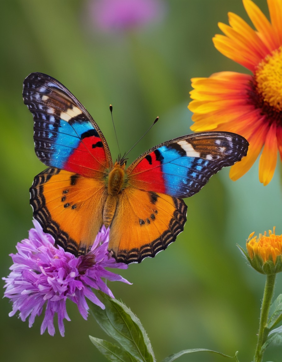 butterfly, flower, nature, vibrant colors