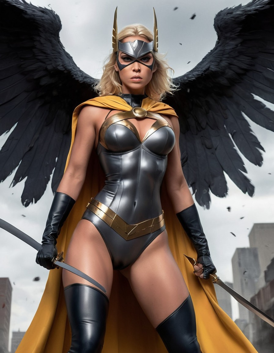 valkyrie, marvel comics, superhero, fierce, flying, torn cape