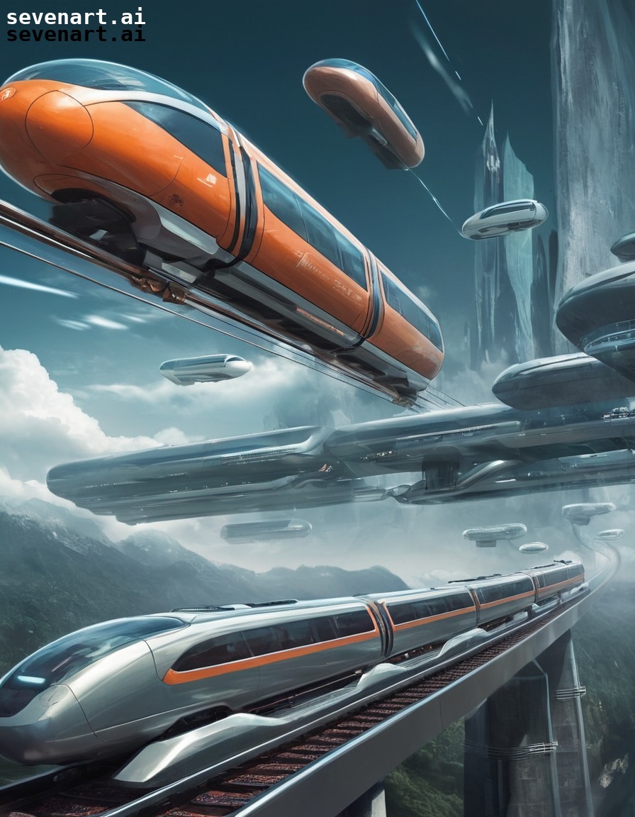 futuristic, transportation, magnetic levitation, trains, technology, future