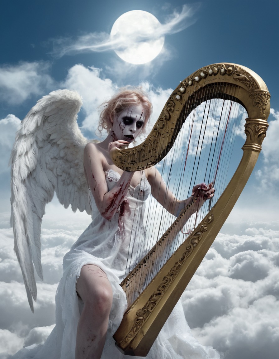 heaven, angels, zombies, female angel, afterlife, music, clouds