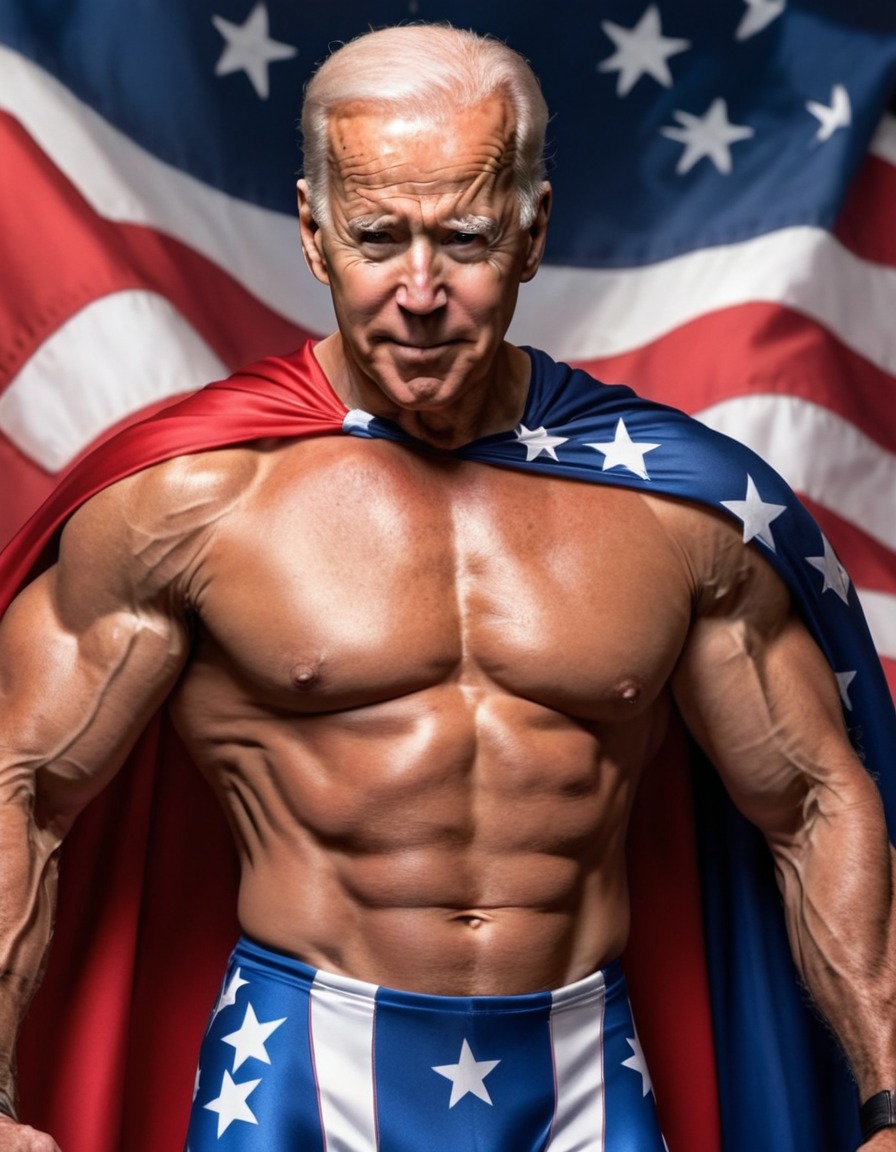 joe biden, bodybuilder, muscles, american flag