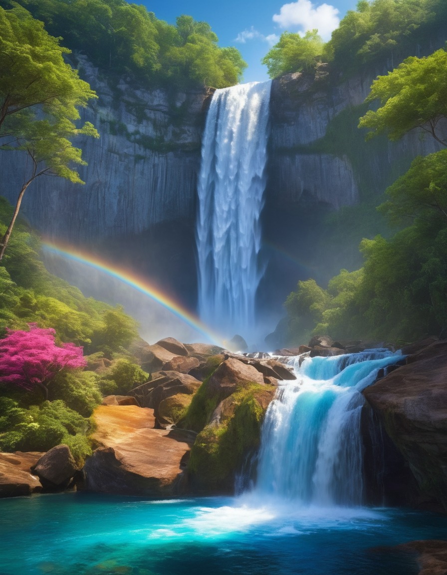 waterfall, rainbow color, unusual, natural wonder, spectacular, unique, nature