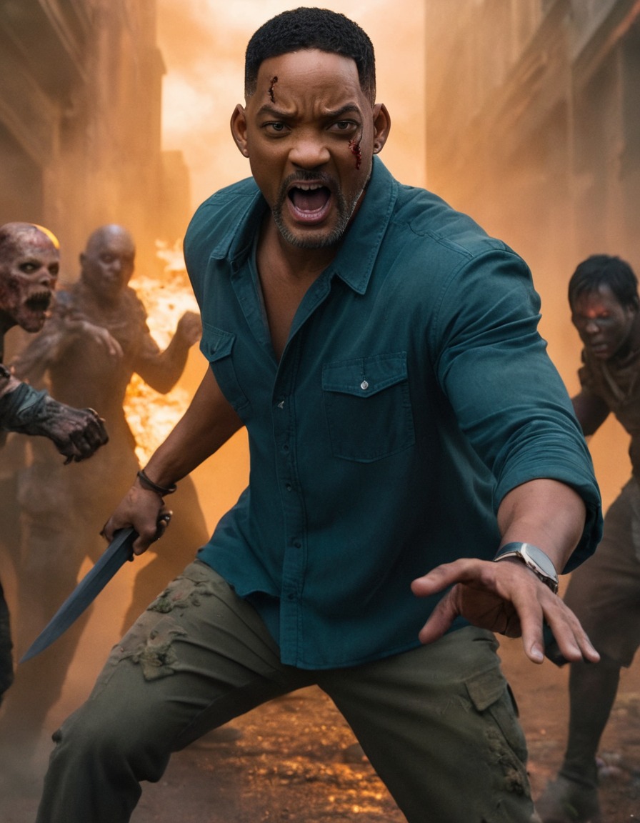 will smith, zombie, horror, celebrity, action, fight scene, undead