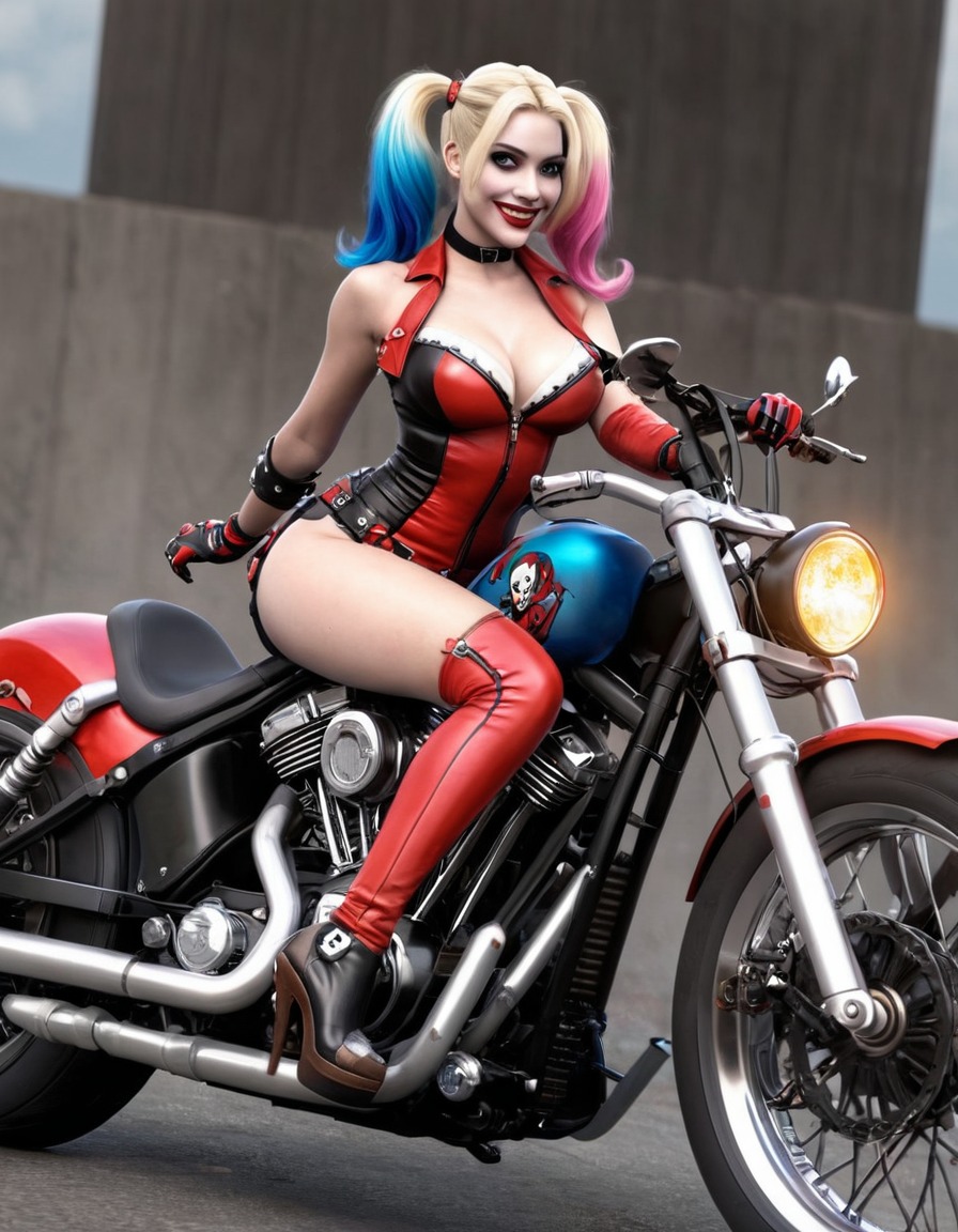 bike, harley quinn, dc comics, superhero, villain, fictional character, comics