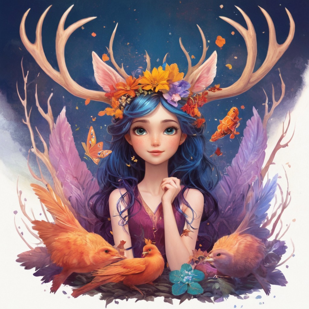 magic, dreamup, portrait, fantasyart, angel, antler, fae, fairy, ai_art