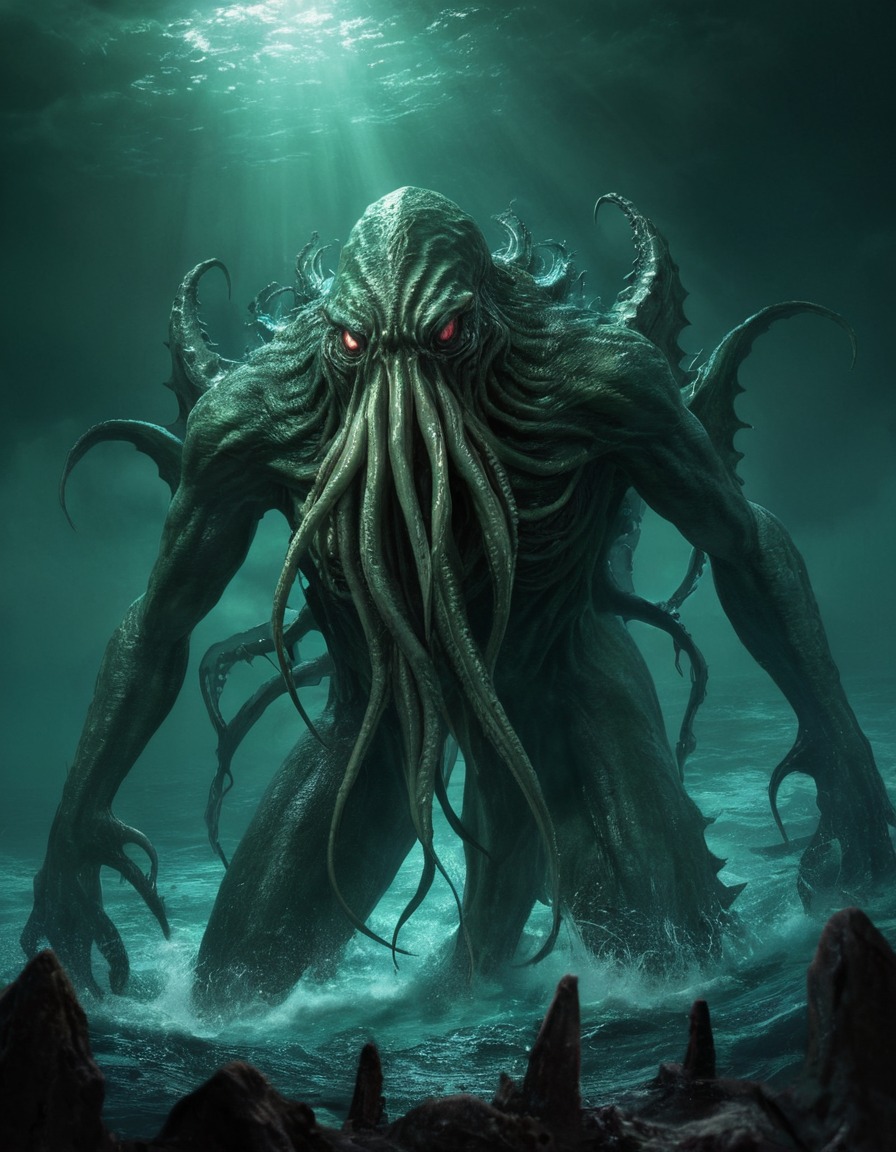 cthulhu, mythical creature, horror, sea monster, lovecraftian, eldritch being, mythos