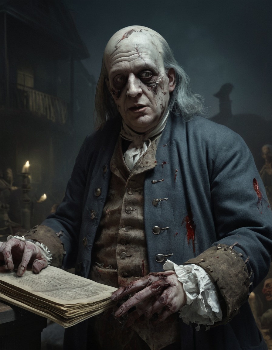 benjamin franklin, zombie, inventor, undead, colonial clothing, halloween