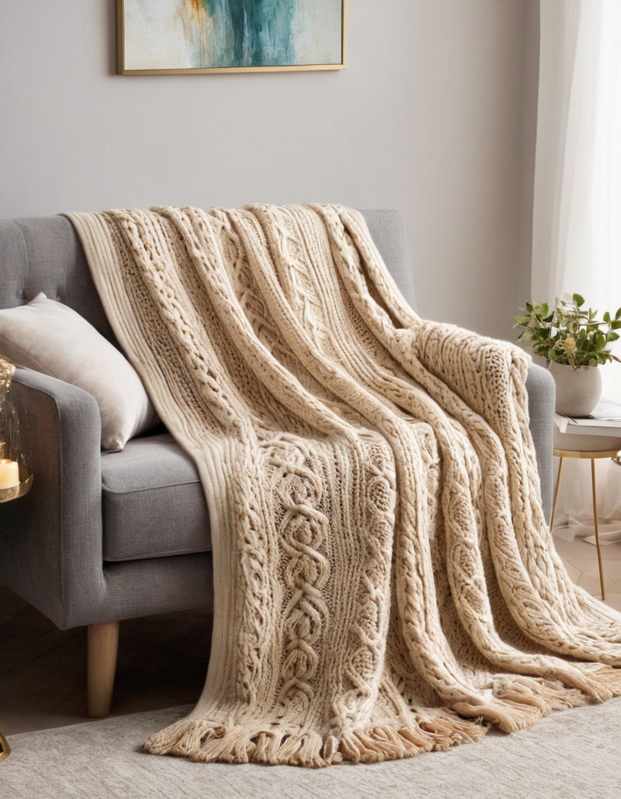 soft, knitted, throw blanket, sofa, home, interior