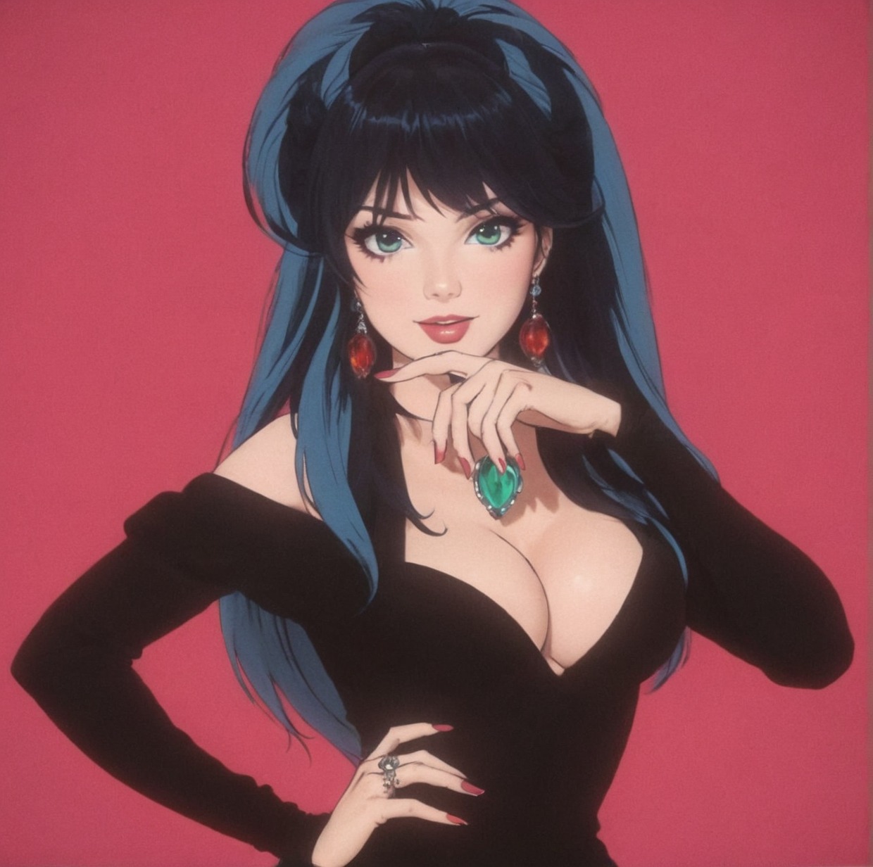 elvira, retro aesthetic, retro anime, art