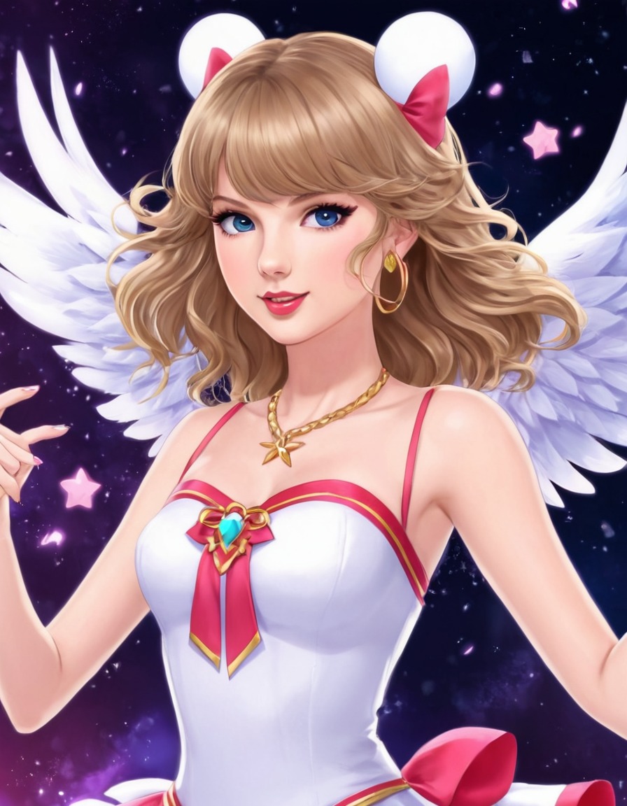 taylor swift, magical girl, anime style, vibrant, whimsical, anime