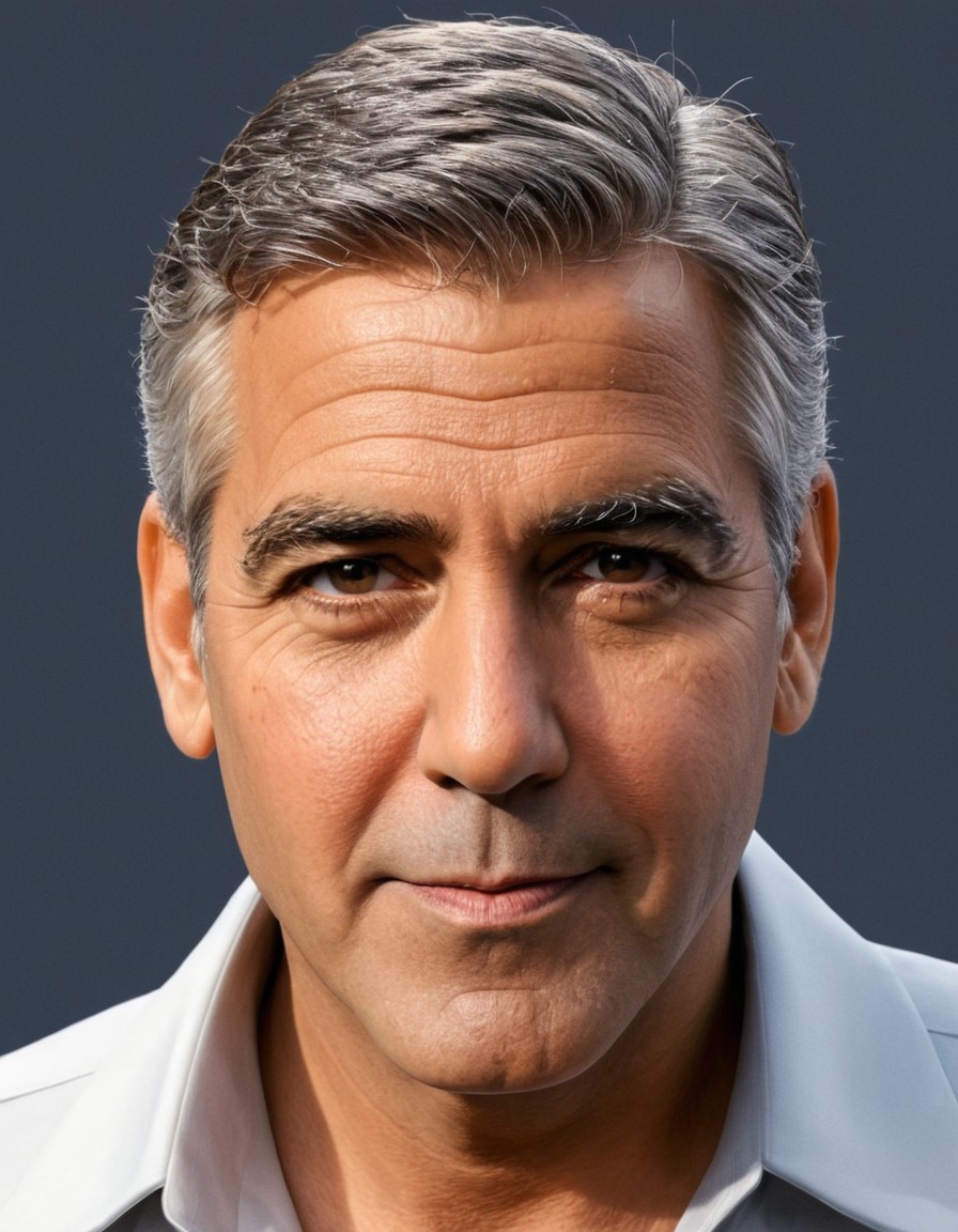 george clooney, portrait, painting, hollywood, actor, celebrity