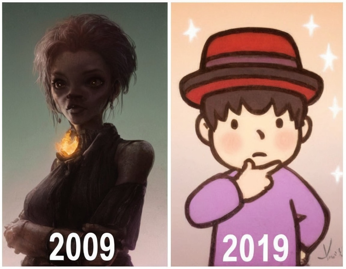 challenge, ryspirit, ryspiritart, 2009vs2019