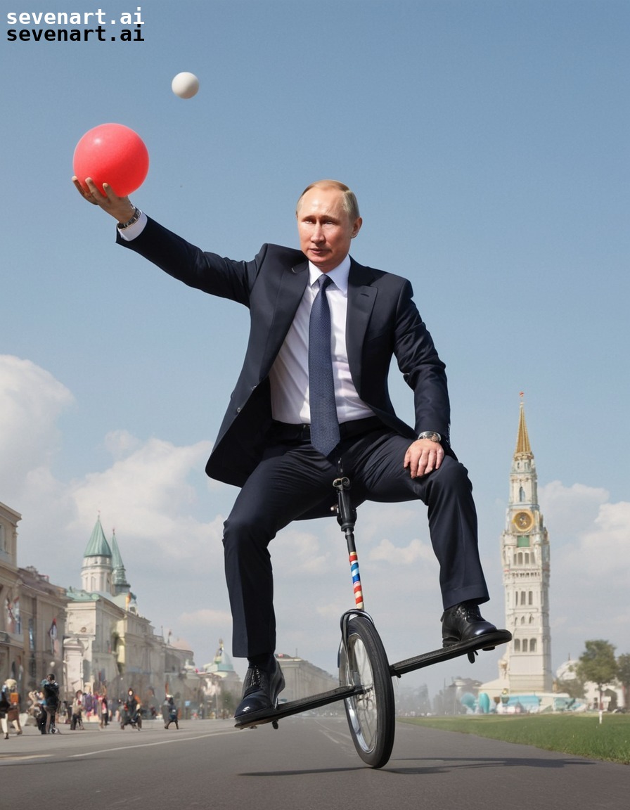 humorous, political satire, world leader, juggling, circus, putin, russia, russian president