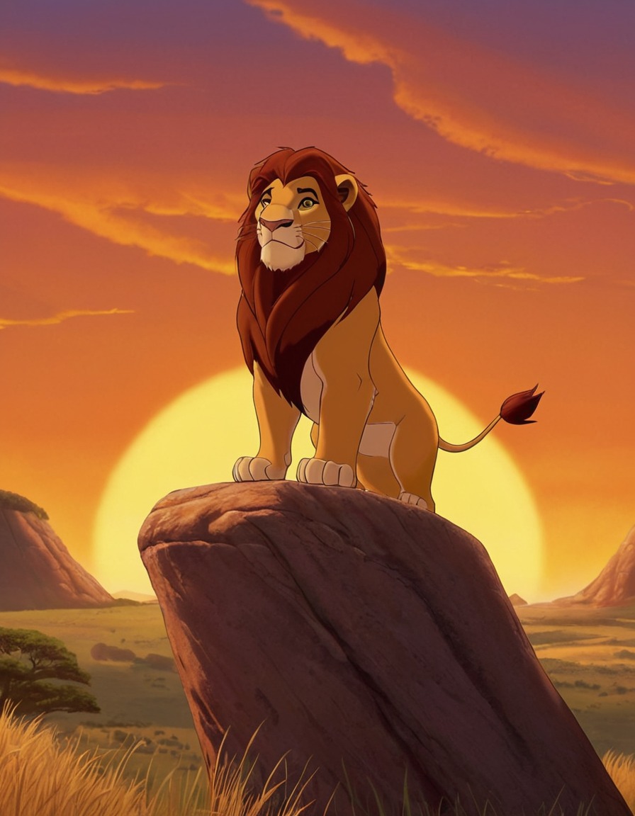 the lion king (2019), film scene, movie, simba, mufasa, disney, painting