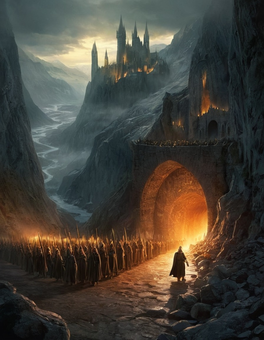 lord of the rings, j.r.r. tolkien, fellowship of the ring, mines of moria, fantasy, illustration, books