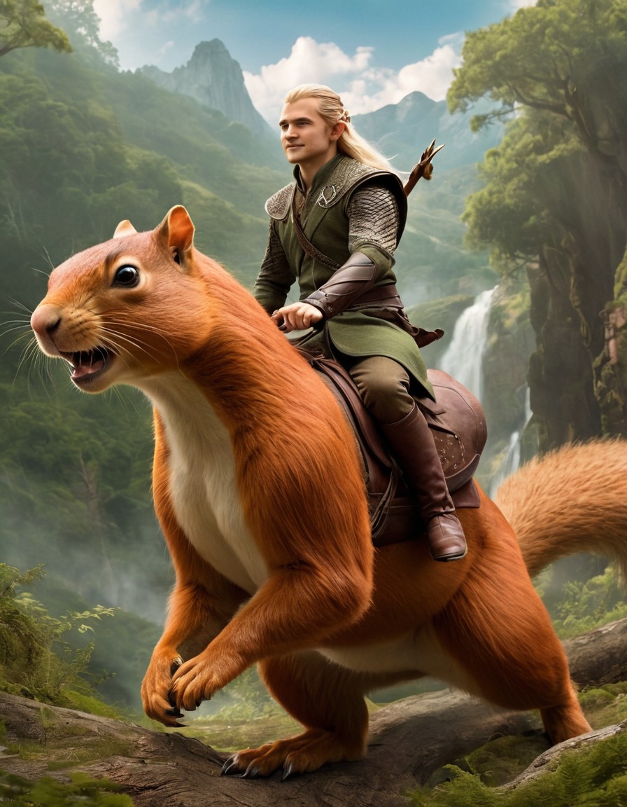 legolas, giant squirrel, fantasy, adventure, animal training, books