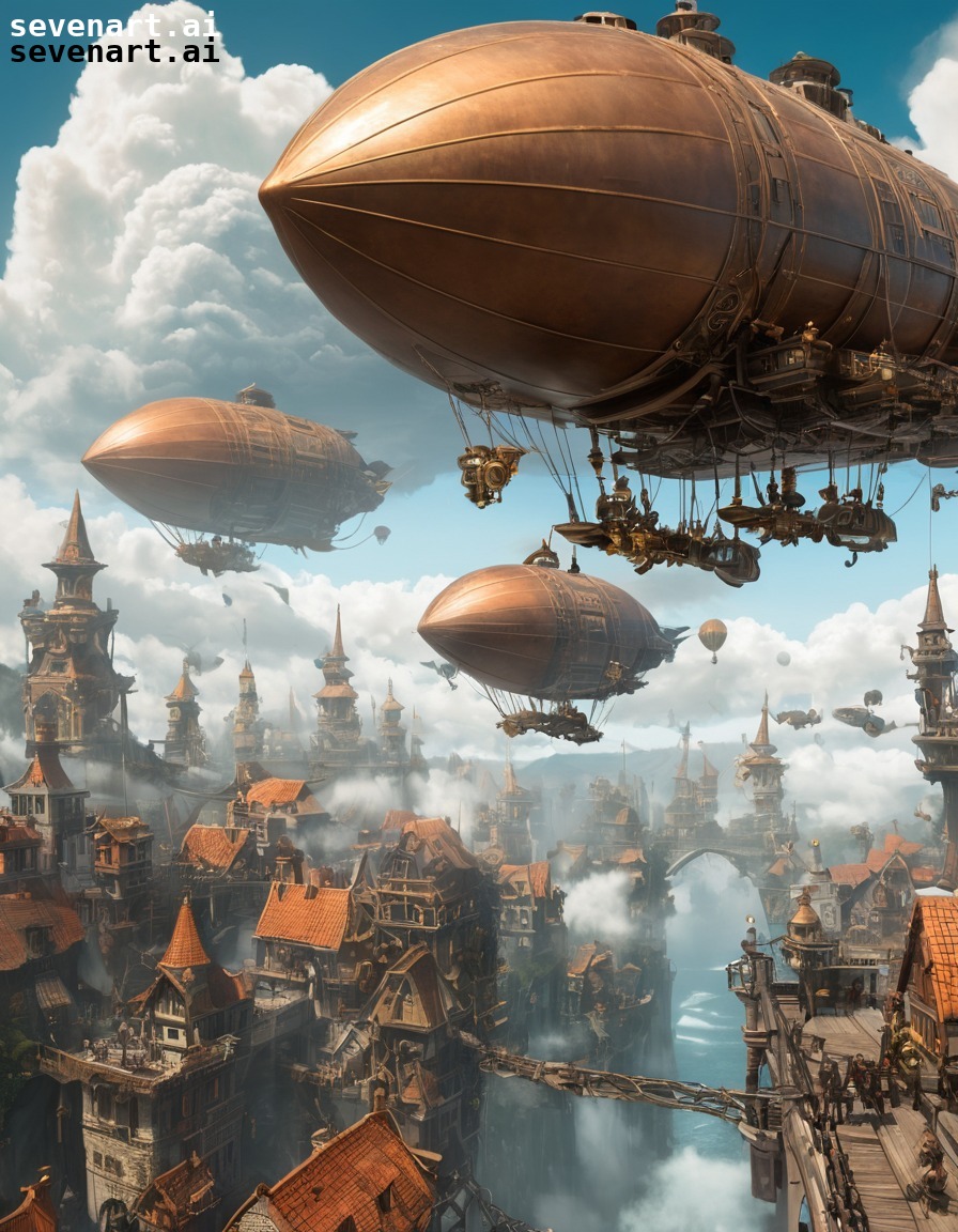 fantasy, steampunk, robots, airships, harmony