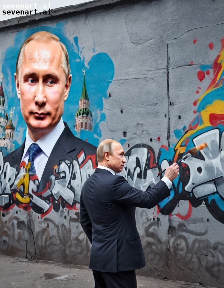 street art, graffiti, mural, urban, vladimir putin, putin, russia, russian president