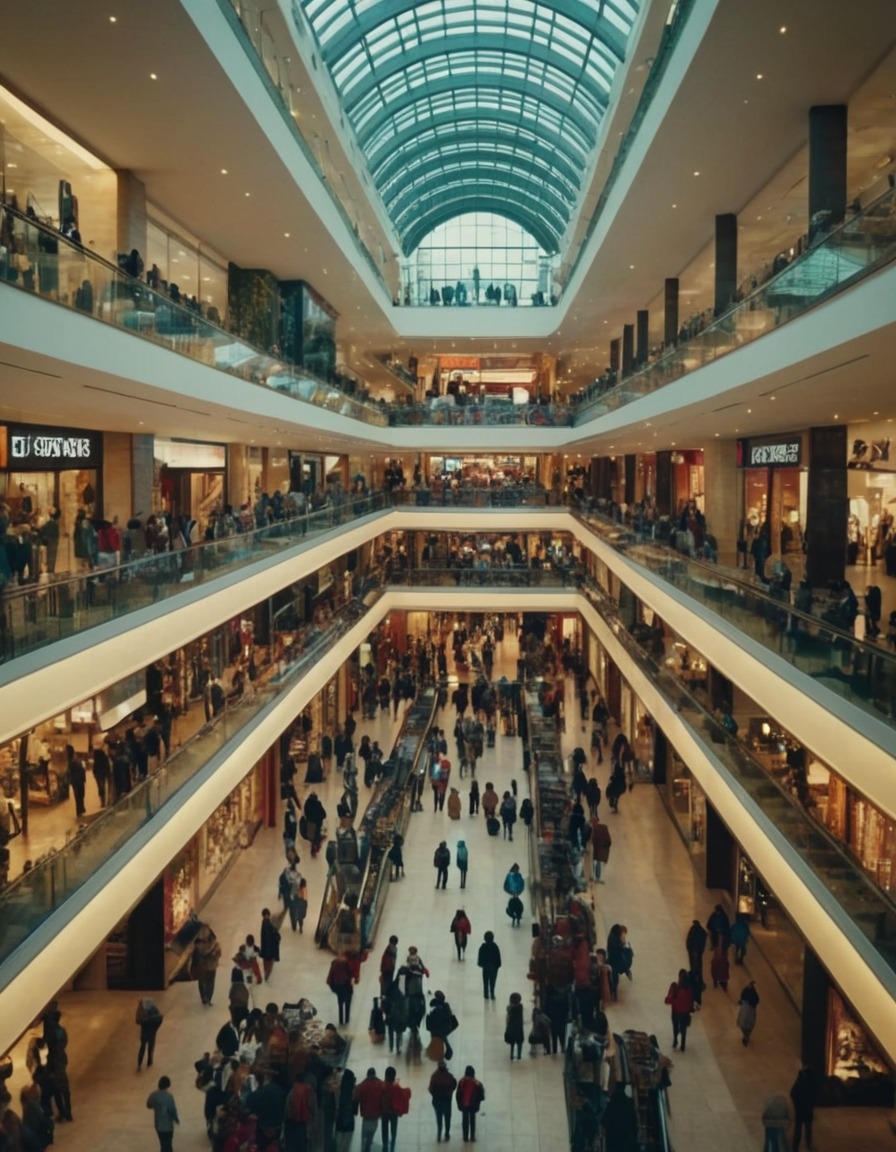 shopping mall, overcrowded, big city, consumerism, urban life, retail, crowds