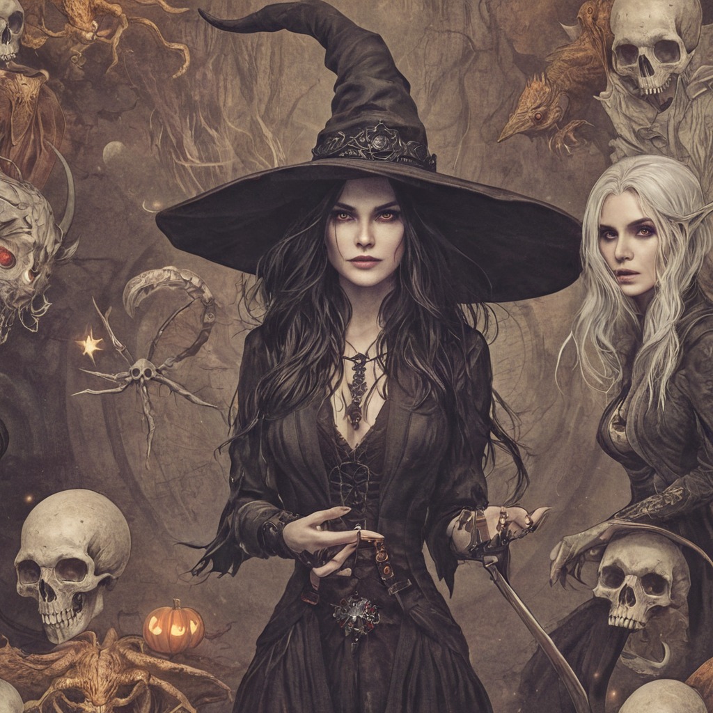 magic, witch, sorceress, dreamup, coven, agathaharkness, ai_art, agathaallalong