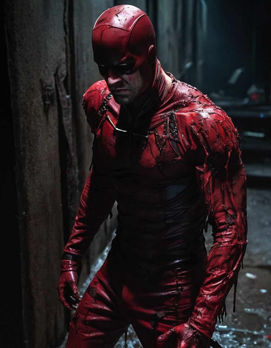 daredevil, zombie, dark alley, horror, marvel comics, superhero, decaying flesh, marvel