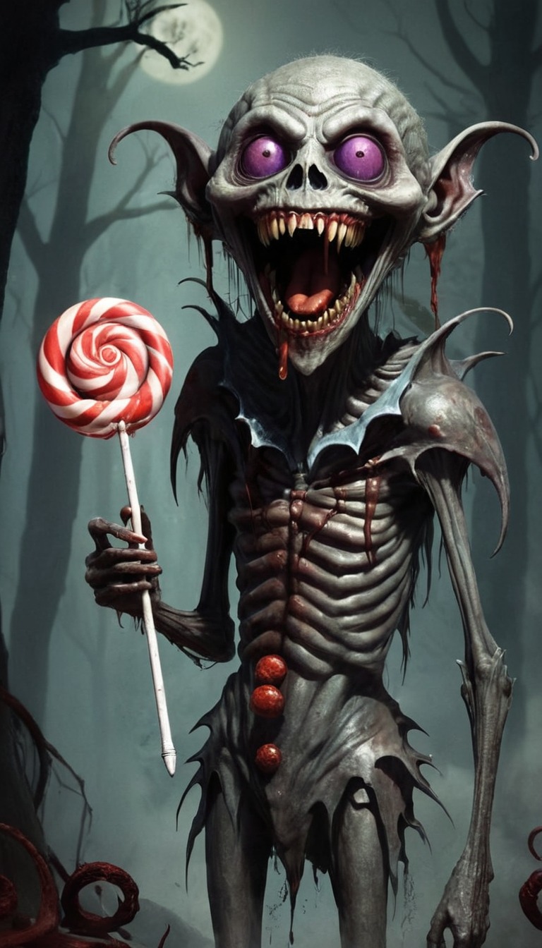 horror, creepy, macabre, monster, bloody, cryptid, lollipop, creepycryptids