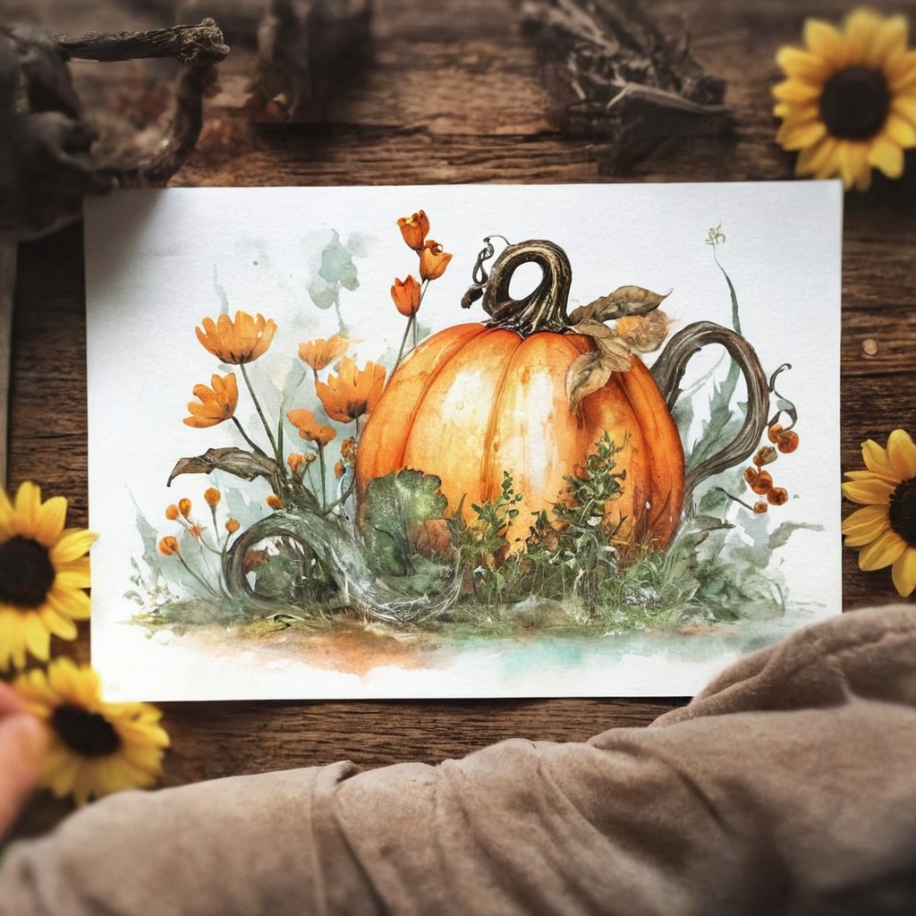 autumn, fall, frog, pumpkin, snail, traditional, watercolor, witchy, goblincore, drawingsandpaintings