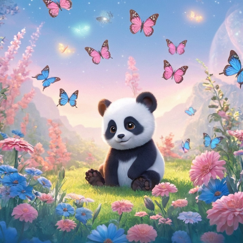 animal, panda, meadow, spring, sweet