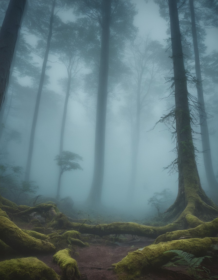 mystical, fog, ancient, forest, atmosphere, nature