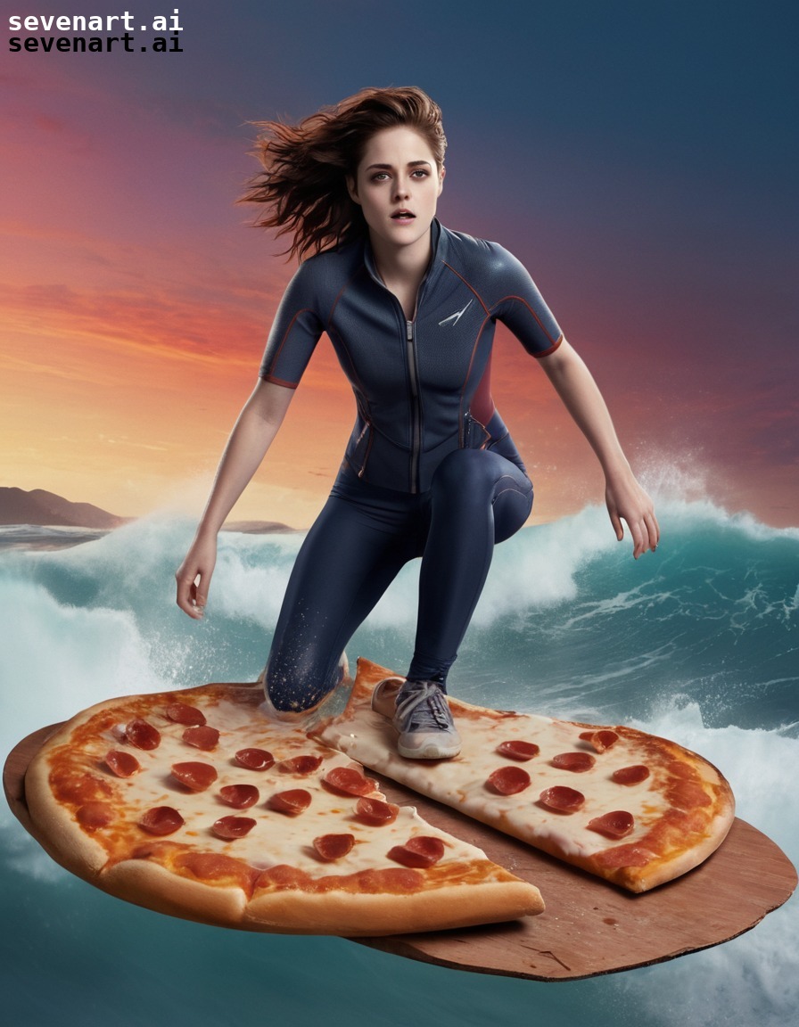 kristen stewart, twilight, surfing, pizza, imagination, actress, movies, movie stars